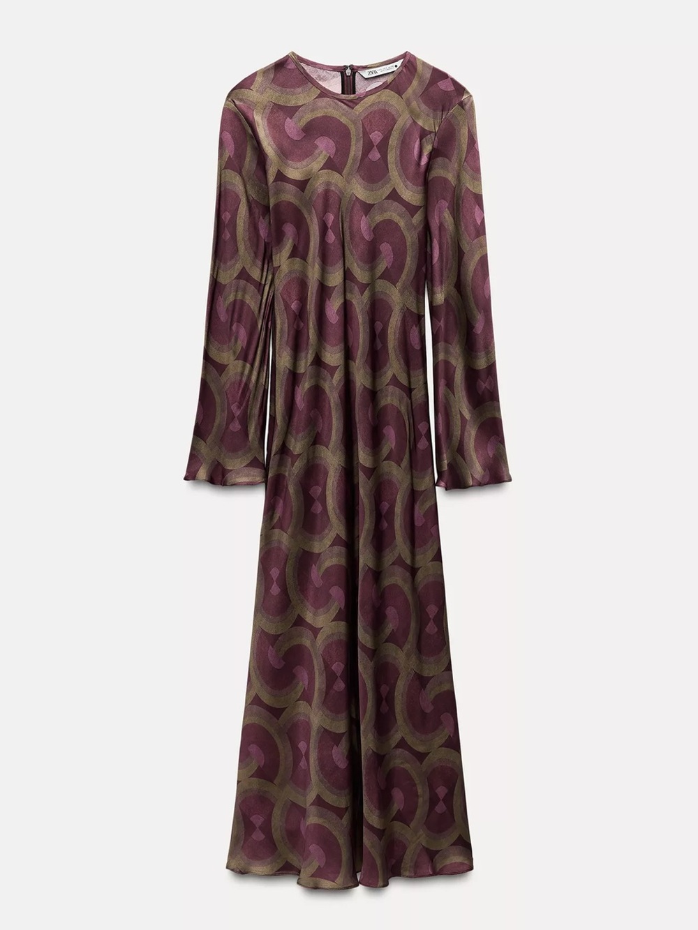 Zara Plum and Olive Geometric Print Maxi Dress